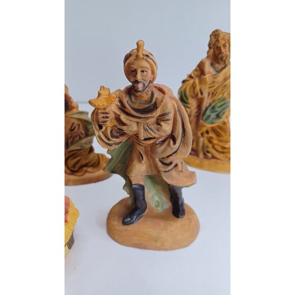 6 pc Vintage Resin Hand Painted Italian Nativity‎ Set - Picture 2 of 7